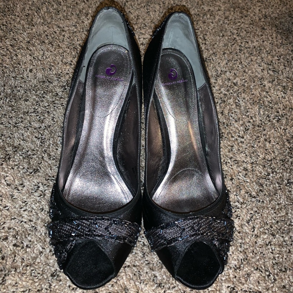 House of Dereon Beaded Peep Toe Heels